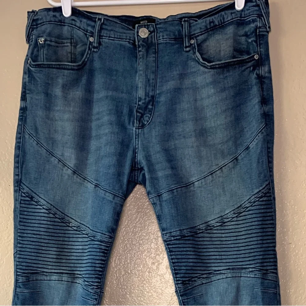 TRUE RELIGION Rocco Relaxed Skinny Biker Denim Jeans Size 38